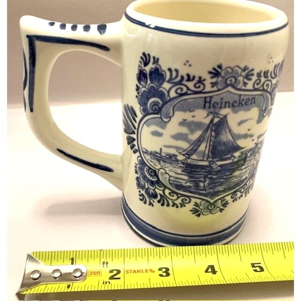 VTG Delft Mug Blue Hand Painted Windmill Cottage Shabby Coastal Decor Retro LRG - Picture 3 of 14